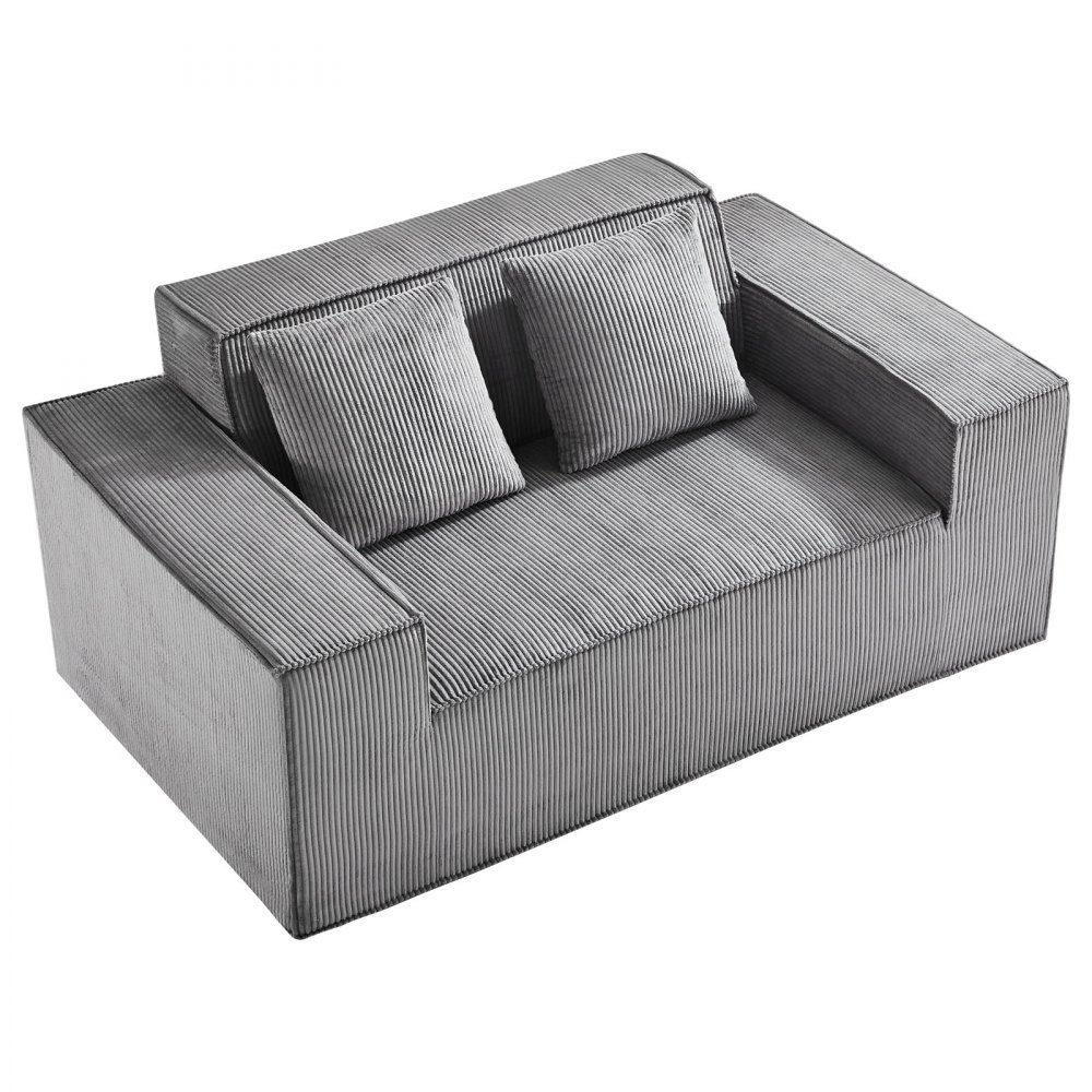 VEVOR Loveseat Sofa, 63-Inch 2-Seats Couch for Living Room, Modern Small Corduroy Couch with Pocket Springs, Soft Cushions, Comfy Loveseat for Bedroom, Office or Apartment, No Assembly Required, Gray