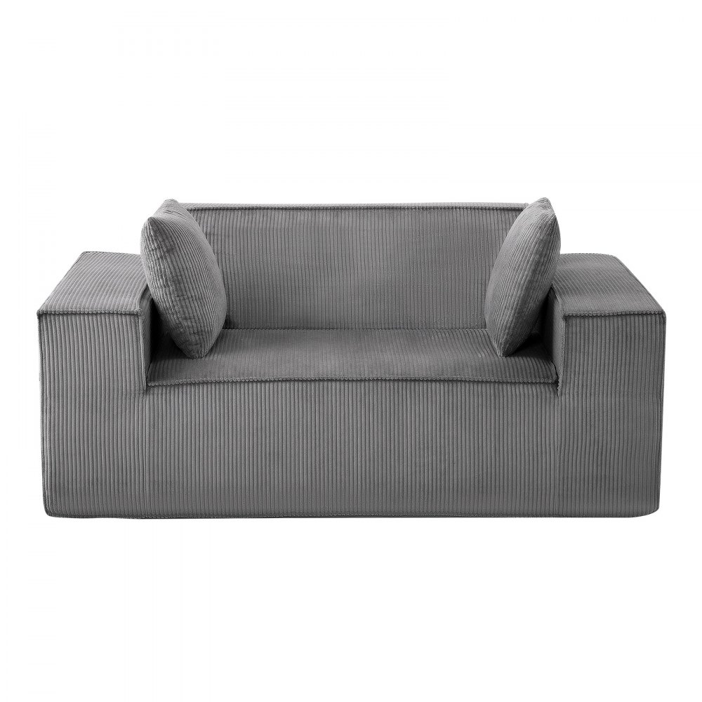 VEVOR Loveseat Sofa, 63-Inch 2-Seats Couch for Living Room, Modern Small Corduroy Couch with Pocket Springs, Soft Cushions, Comfy Loveseat for Bedroom, Office or Apartment, No Assembly Required, Gray