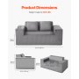 VEVOR Loveseat Sofa, 63-Inch 2-Seats Couch for Living Room, Modern Small Corduroy Couch with Pocket Springs, Soft Cushions, Comfy Loveseat for Bedroom, Office or Apartment, No Assembly Required, Gray