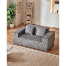 Loveseat Sofa 63-Inch 2-Seats Small Corduroy Couch No Assembly Required Gray