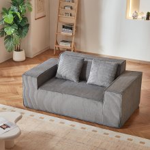 Loveseat Sofa 63-Inch 2-Seats Small Corduroy Couch No Assembly Required Gray