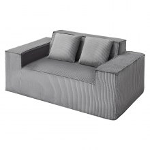 Loveseat Sofa 63-Inch 2-Seats Small Corduroy Couch No Assembly Required Gray