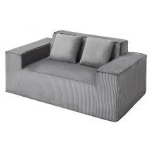 VEVOR Loveseat Sofa, 63-Inch 2-Seats Couch for Living Room, Modern Small Corduroy Couch with Pocket Springs, Soft Cushions, Comfy Loveseat for Bedroom, Office or Apartment, No Assembly Required, Gray