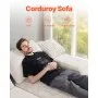 Oversized Double Chaise Lounge 82.7 in Corduroy Sectional Loveseat Sofa Beige