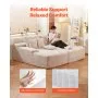 Oversized Double Chaise Lounge 82.7 in Corduroy Sectional Loveseat Sofa Beige