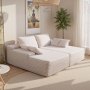 VEVOR 210 cm Oversized Double Chaise Lounge, Corduroy Fabric Sectional Sofa, Cozy Deep Seat Loveseat Sofa with Soft Cushions and Throw Pillows for Living Room Bedroom, No Assembly Required, Beige