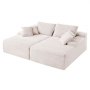 VEVOR 210 cm Oversized Double Chaise Lounge, Corduroy Fabric Sectional Sofa, Cozy Deep Seat Loveseat Sofa with Soft Cushions and Throw Pillows for Living Room Bedroom, No Assembly Required, Beige