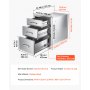 VEVOR Outdoor Kitchen Drawers, 52.1 x 57.1 x 36.8 cm (WxHxD), 3-Tier Access, for BBQ Island Storage, Patio Bars and Grill Station with Handle, Built-In BBQ Island Drawers Organize Cookware Accessories