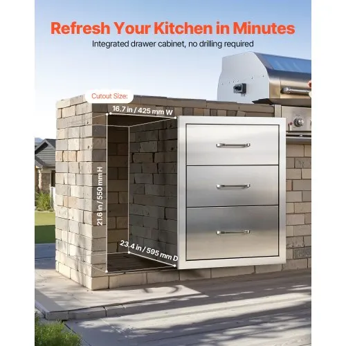 VEVOR Outdoor Kitchen Drawers x x Triple