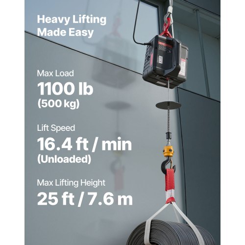 Kaasaskantav elektriline tali 500 kg, 1500 W (raadiopult) — pilt 2