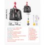 VEVOR 2-in-1 Electric Hoist Winch, 500 kg Capacity, 1500W Portable Power Winch Crane, 7.6 m Lifting Height, 5 m/min with Manual and Wireless Remote Control for Factory, Warehouss, Garage