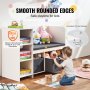 Βιβλιοθήκη VEVOR Kids Reading Nook Bench 6-Cubby Storage με λευκό μαξιλάρι καθίσματος