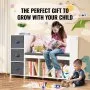 VEVOR Kids Reading Nook Bench 6-Cubby Storage Bookshelf with Seat Cushion White