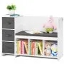 VEVOR Kids Reading Nook Bench 6-Cubby Storage Bookshelf with Seat Cushion White
