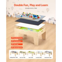 Multi-Purpose Activity Play Table with 290 Building Bricks & 30 PCS Accessories