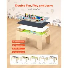 Multi-Purpose Activity Play Table with 290 Building Bricks & 30 PCS Accessories