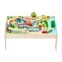 VEVOR Train Table, 84 Multicolor Pieces Wooden Kids Activity Table with Collapsible Storage Bin, 3-in-1 Wooden Train Set for Gaming, Drawing, Reading, Eating, Creative Toy Set for Kids Ages 3+