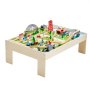 VEVOR Train Table, 120 Multicolor Pieces Wooden Kids Activity Table with Collapsible Storage Bin, 3-in-1 Wooden Train Set for Gaming, Drawing, Reading, Eating, Creative Toy Set for Kids Ages 3+