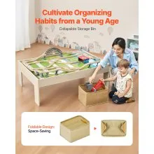 Train Table 120 Pieces Wooden Kids Activity Table with Collapsible Storage Bin