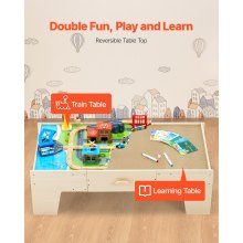 Mesa de tren de 62 piezas de madera para actividades infantiles con cajón grande de almacenamiento