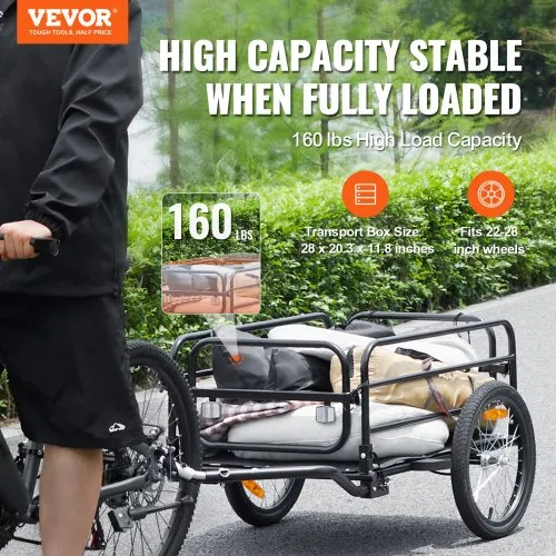 VEVOR Bike Cargo Trailer, 160 lbs Load Capacity, Heavy-Duty