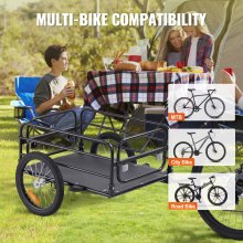 Nákladný príves na bicykel VEVOR, nosnosť 160 libier, ťažký vozík na bicykle, skladací kompaktný úložný priestor a rýchle uvoľnenie s univerzálnym závesom, 16-palcové kolesá, bezpečné odrazky, vhodný pre 22- až 28-palcové kolesá