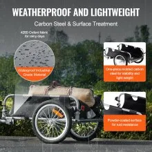 VEVOR Bike Cargo Trailer, 100 lbs Load Capacity, Heavy-Duty Bicycle Wagon Cart, Foldable Compact Storage & Quick Release with Universal Hitch, 16" Wheels, Safe Reflectors, Fits 22"-28" Bike Wheels