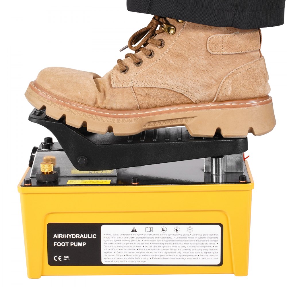 VEVOR 689 bar(10,000PSI) Air Hydraulic Pump, 1.6 L(0.42 Gal) Reservoir, NPT 9.5mm(3/8 In) Oil Outlet, NPT 6.4mm(1/4 In) Inlet, Aluminum Shell Air Actuated Treadle Foot Pump, for Automobile Repair Frame Machine & Hydraulic Press