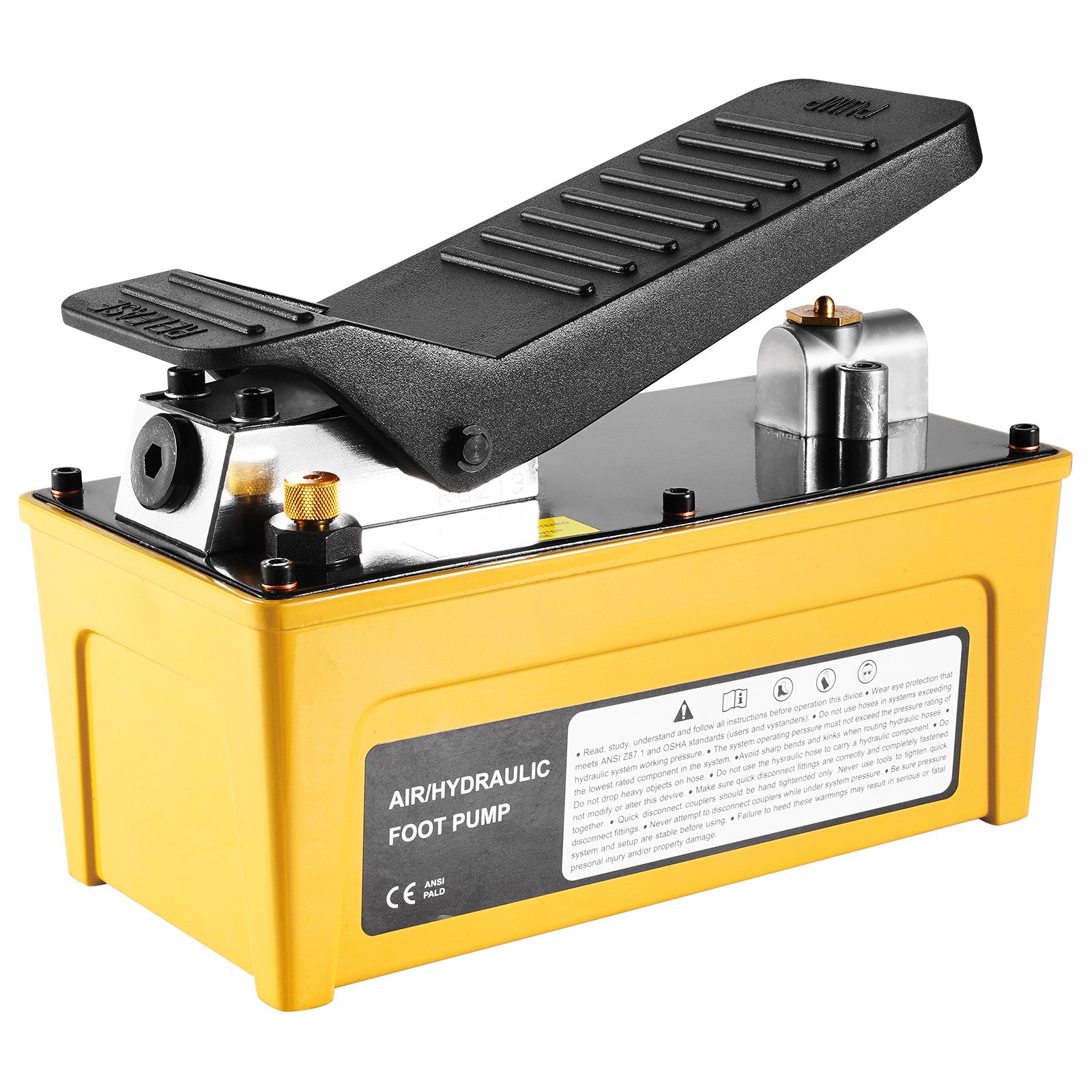 VEVOR 10,000PSI Air Hydraulic Pump, 1.6 L Reservoir, NPT 3/8 In Oil Outlet, NPT 1/4 In Inlet, Aluminum Air Actuated Treadle Foot Pump with Hose, for Automobile Repair Frame Machine & Hydraulic Press