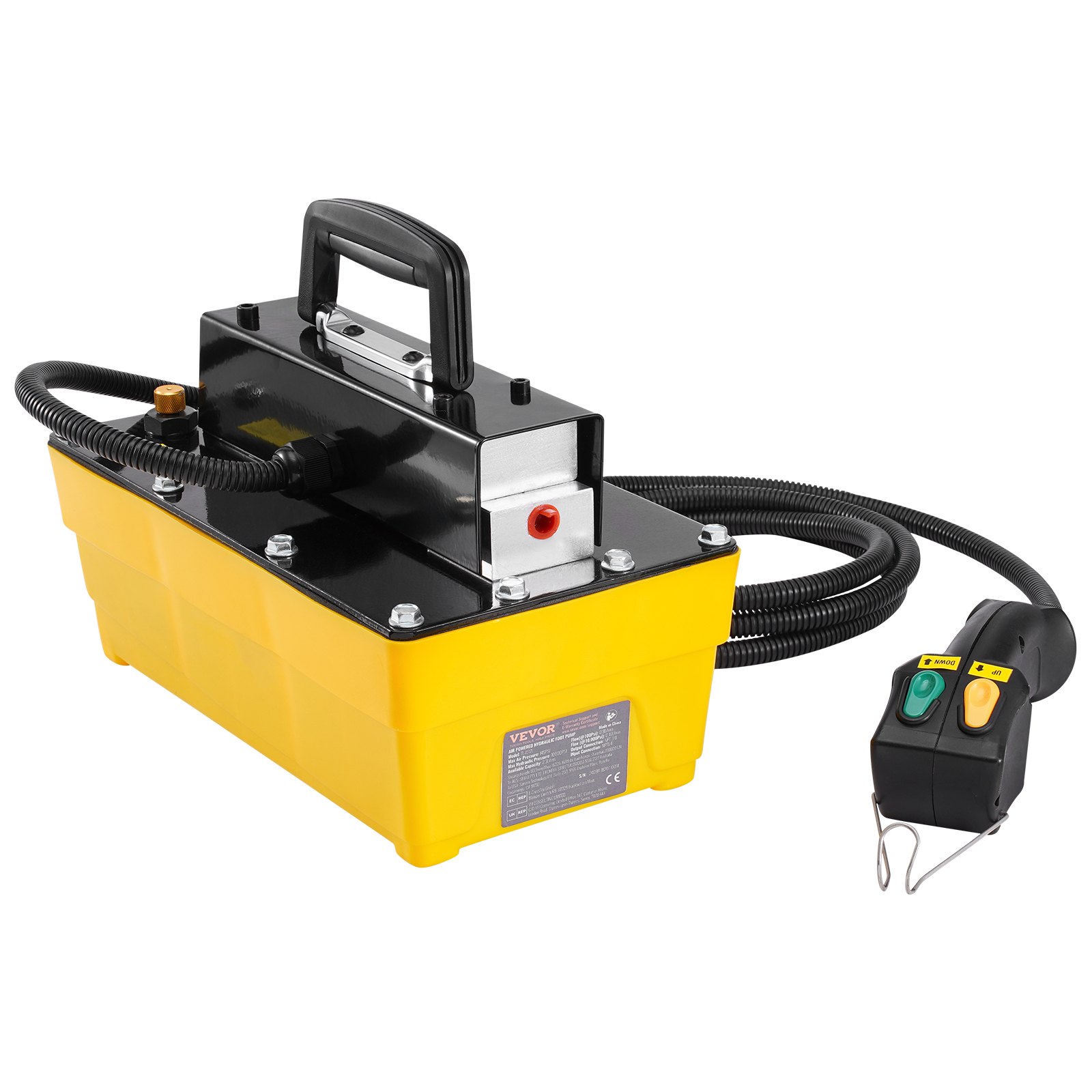 VEVOR 10,000PSI Air Hydraulic Pump, 0.61 Gal Reservoir, NPT 3/8 In Oil Outlet, NPT 1/4 In Inlet, Plastic Air Hydraulic Pump with Remote Control Actuator, for Automobile Frame Machine & Hydraulic Press