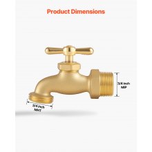Hose Bibb 3/4" MIP x 3/4" MHT Connection Brass Outdoor Water Faucet Spigot