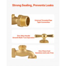 Hose Bibb 3/4" MIP x 3/4" MHT Connection Brass Outdoor Water Faucet Spigot