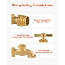 Hose Bibb 3/4" MIP x 3/4" MHT Connection Brass Outdoor Water Faucet Spigot