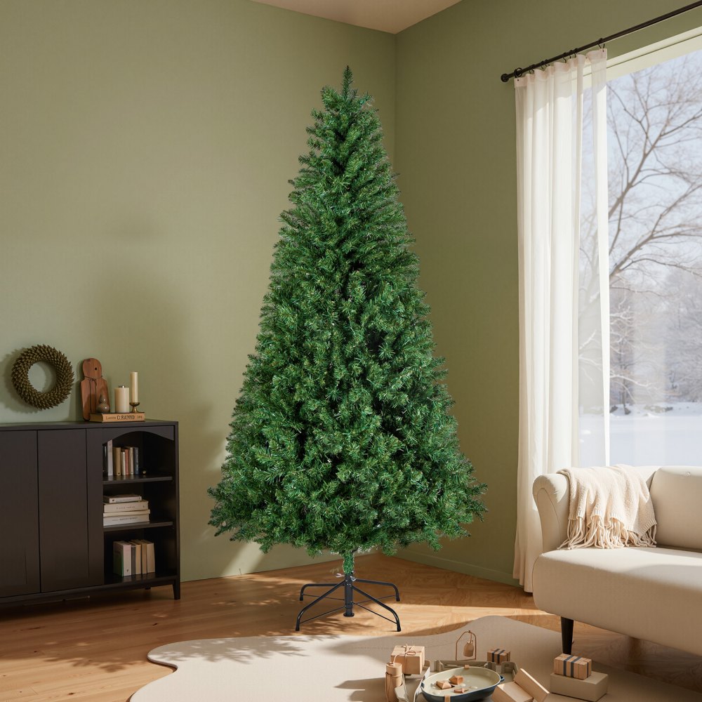 VEVOR Christmas Tree, 6ft Prelit Artificial Xmas Tree, Full Holiday Decor Trees with 330 Colorful LED Lights, 11 Lighting Modes, 1250 Branch Tips & Sturdy Metal Base for Home Party Office Decoration