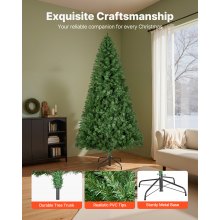 VEVOR Christmas Tree, 6ft (1.8m) Artificial Xmas Tree, Full Holiday Decor Trees with 1250 Branch Tips & Sturdy Metal Base for Home Party Office Decoration