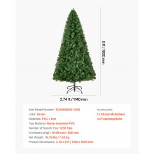 VEVOR Christmas Tree, 6ft (1.8m) Artificial Xmas Tree, Full Holiday Decor Trees with 1250 Branch Tips & Sturdy Metal Base for Home Party Office Decoration