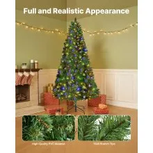VEVOR Christmas Tree, 7.2ft Prelit Artificial Xmas Tree, Full Holiday Decor Trees with 470 Colorful LED Lights, 11 Lighting Modes, 1346 Branch Tips & Sturdy Metal Base for Home Party Office Decoration