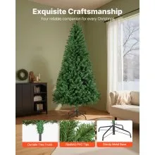 VEVOR Christmas Tree, 7.2ft Prelit Artificial Xmas Tree, Full Holiday Decor Trees with 470 Colorful LED Lights, 11 Lighting Modes, 1346 Branch Tips & Sturdy Metal Base for Home Party Office Decoration