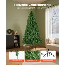 VEVOR Christmas Tree, 7.2ft (2.2m) Artificial Xmas Tree, Full Holiday Decor Trees with 1346 Branch Tips & Sturdy Metal Base for Home Party Office Decoration
