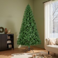 VEVOR Christmas Tree, 7.2ft (2.2m) Artificial Xmas Tree, Full Holiday Decor Trees with 1346 Branch Tips & Sturdy Metal Base for Home Party Office Decoration