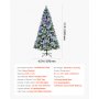 VEVOR Christmas Tree, 7.2ft Prelit Flocked Artificial Tree, Full Holiday Xmas Deco Trees with 470 Colorful LED Lights, 11 Lighting Modes & 1346 Branch Tips for Home Party Office Decoration