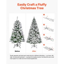 VEVOR Christmas Tree, 7.2ft Prelit Flocked Artificial Tree, Full Holiday Xmas Deco Trees with 470 Colorful LED Lights, 11 Lighting Modes & 1346 Branch Tips for Home Party Office Decoration