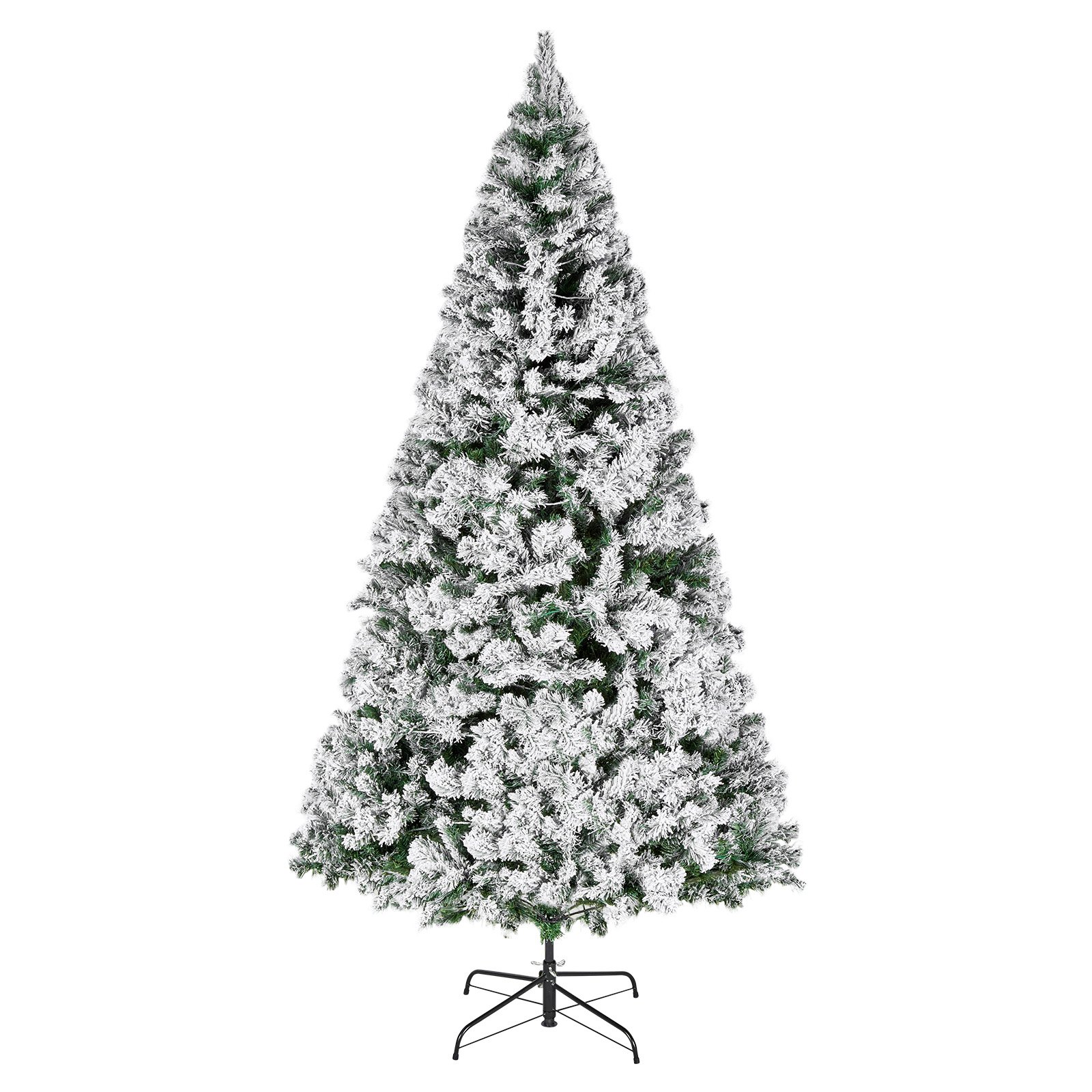 VEVOR Christmas Tree, 7.2ft Prelit Flocked Artificial Tree, Full Holiday Xmas Deco Trees with 470 Colorful LED Lights, 11 Lighting Modes & 1346 Branch Tips for Home Party Office Decoration
