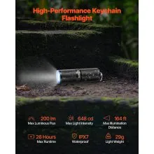 Keychain Flashlight Rechargeable Mini Flashlight 200 High Lumens IPX7 Waterproof