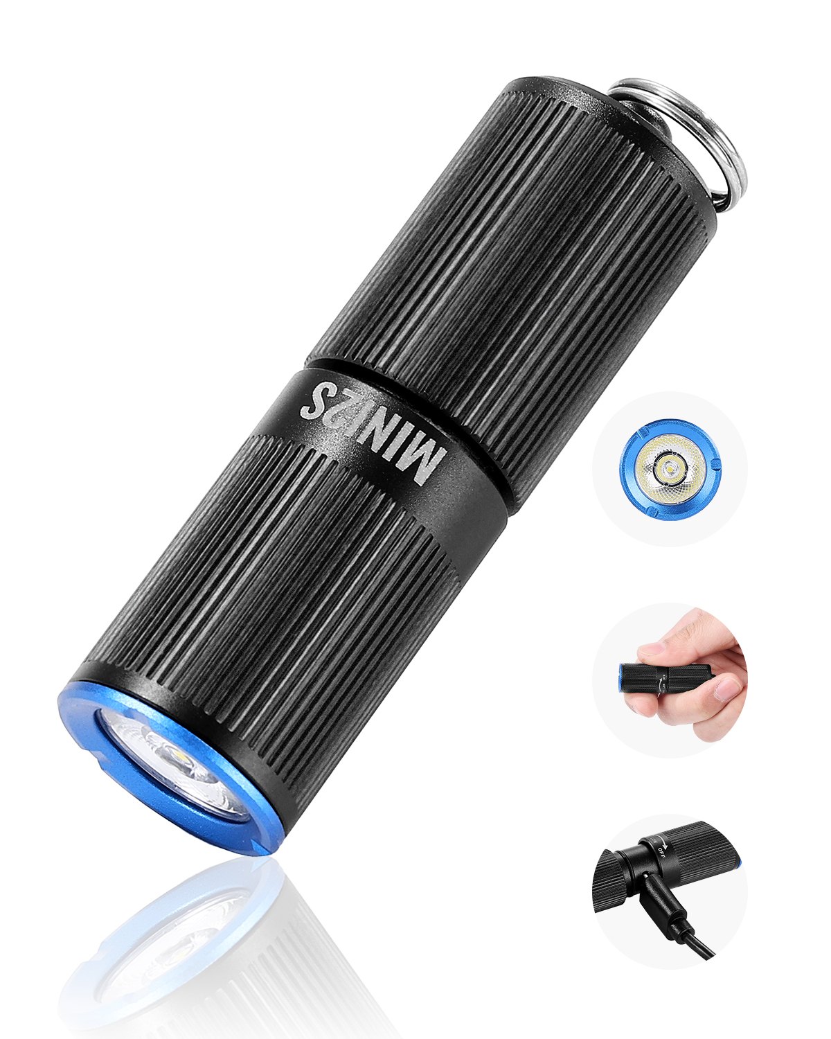 VEVOR Keychain Flashlight, Rechargeable Mini LED Flashlight, 200 High Lumens Pocket-Sized Flashlight with 2 Lighting Modes, IPX7 Waterproof Portable Flashlight for Everyday Carry, Camping, Emergencies