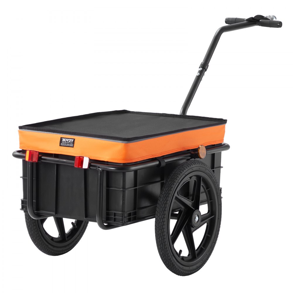 VEVOR Bike Cargo Trailer, 88 lbs/39.9 kg Load Capacity, Heavy-Duty Bicycle Wagon Cart, Foldable Compact Storage with Universal Hitch, Waterproof Cover, 16" (40.6 cm) Wheels, Safe Reflectors, Fits 24"-28" (61-71 cm) Bike Wheels