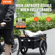 VEVOR Remorque de vélo, capacité de charge de 88 lb, chariot de vélo robuste, rangement compact pliable avec attelage universel, housse étanche, roues de 16", réflecteurs sûrs, convient aux roues de vélo de 24" à 28