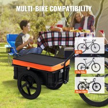 VEVOR Bike Cargo Trailer, 88 lbs lastekapasitet, kraftig sykkelvogn, sammenleggbar kompakt oppbevaring med universalfeste, vanntett deksel, 16" hjul, sikre reflektorer, passer til 24"-28" sykkelhjul