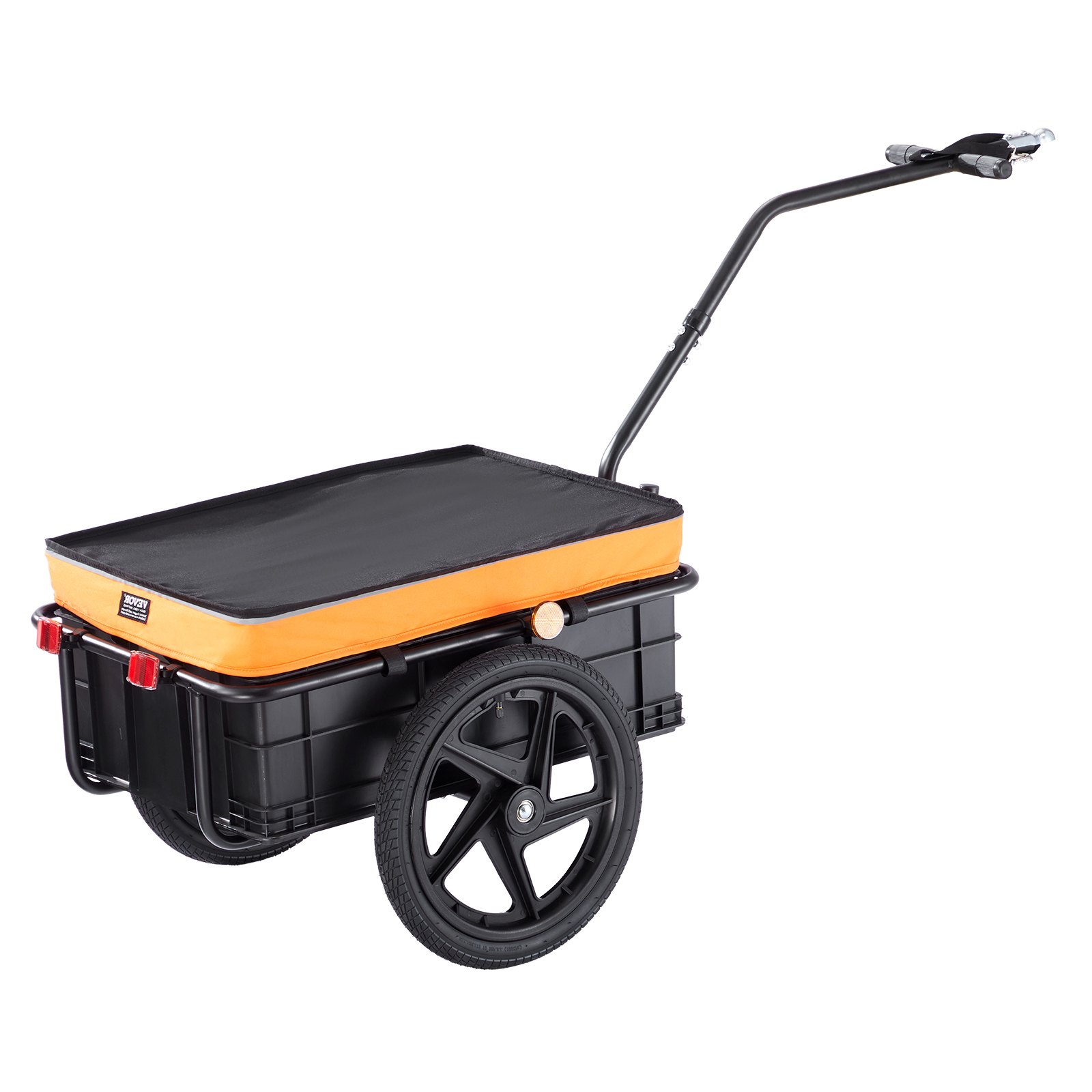 VEVOR Bike Cargo Trailer, 88 lbs/39.9 kg Load Capacity, Heavy-Duty Bicycle Wagon Cart, Foldable Compact Storage with Universal Hitch, Waterproof Cover, 16" (40.6 cm) Wheels, Safe Reflectors, Fits 24"-28" (61-71 cm) Bike Wheels