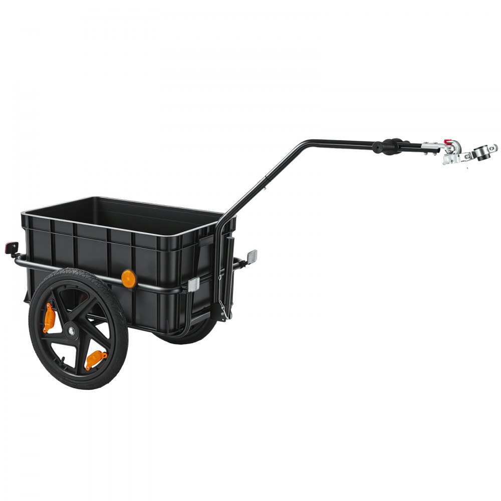 VEVOR Bike Cargo Trailer 88 lbs 2-in-1 Pushcart Heavy-Duty Bicycle Wagon, Cart with Waterproof Cover, 16-Inch Wheels, Reflectors, Carbon Steel Frame, Fits 22-28 in Bike Wheels, for Carrying Cargo